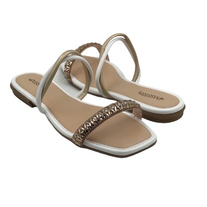 Tamanco Mississipi Rasteira Branca com Strass 251
