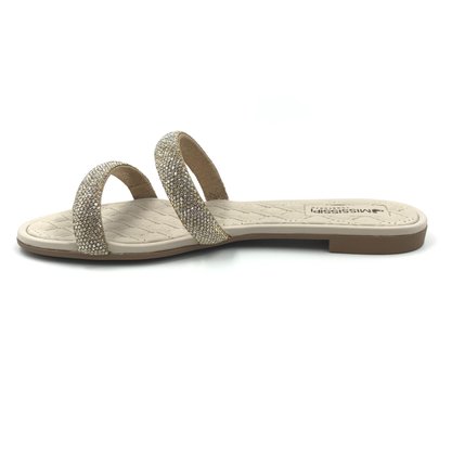 Tamanco Mississipi Rasteira com Strass Bege 281