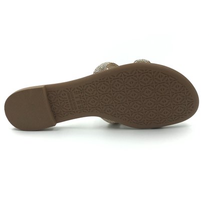 Tamanco Mississipi Rasteira com Strass Bege 281