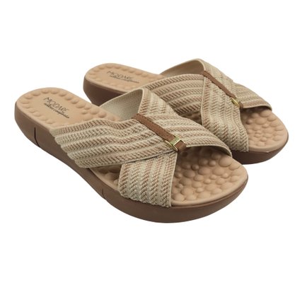 Tamanco Modare Anabela Palmilha Massageadora Creme 7142101