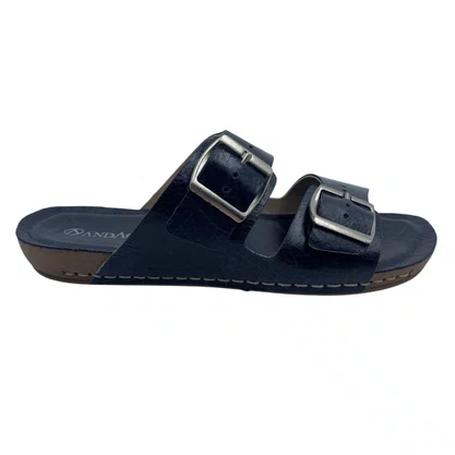 Tamanco Papete Andacco Couro Fivela Azul 14260