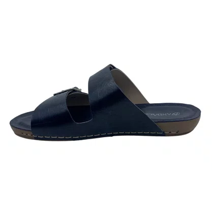 Tamanco Papete Andacco Couro Fivela Azul 14260
