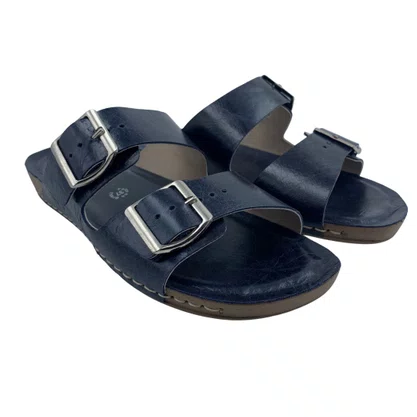 Tamanco Papete Andacco Couro Fivela Azul 14260