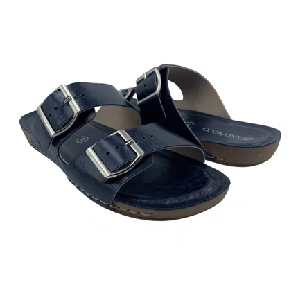 Tamanco Papete Andacco Couro Fivela Azul 14260