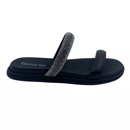 Tamanco Papete Beira Rio com Strass Preta 8488122