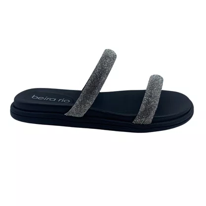 Tamanco Papete com Strass Prata Beira Rio Preta 8488122