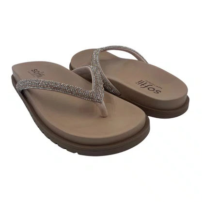 Tamanco Papete com Strass Softli Bege 10050
