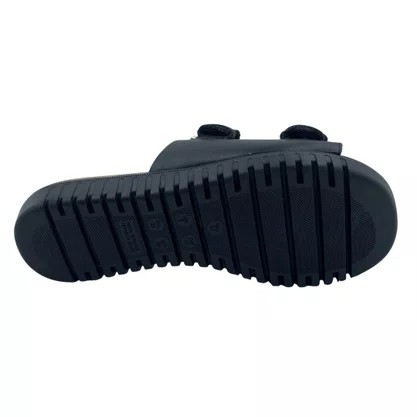 Tamanco Papete Couro Comfortflex com Fivela Preto 2345404