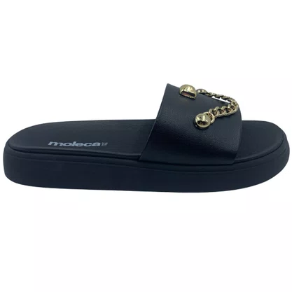 Tamanco Papete Slide Moleca com Corrente Preto 5469154