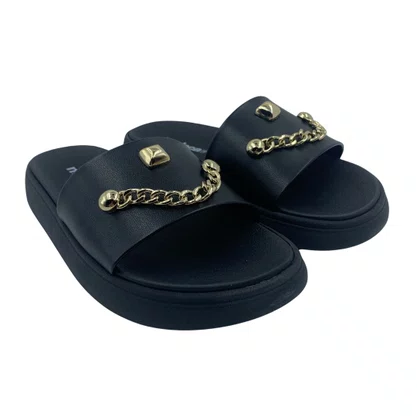 Tamanco Papete Slide Moleca com Corrente Preto 5469154