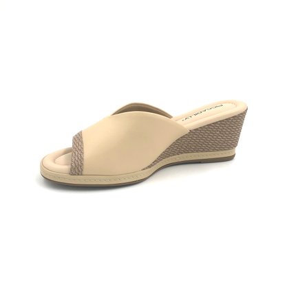 Tamanco Piccadilly Anabela Creme Conforto 408149