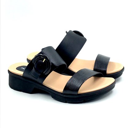 Tamanco Piccadilly Anabela Preto com Fivela 572014