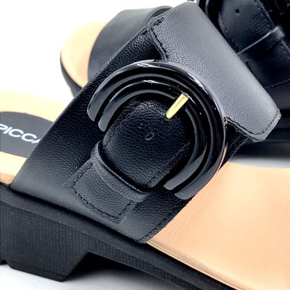 Tamanco Piccadilly Anabela Preto com Fivela 572014