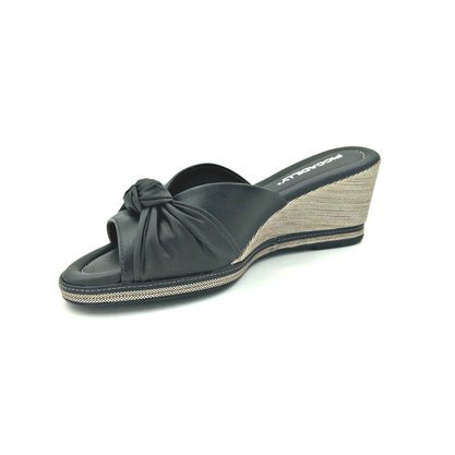 Tamanco Piccadilly Anabela Preto Conforto com Nó 408163
