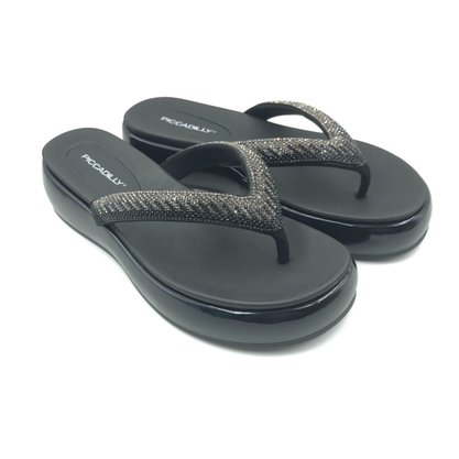 Tamanco Piccadilly Flatform com Strass Preto 459006