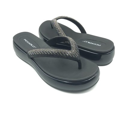Tamanco Piccadilly Flatform com Strass Preto 459006