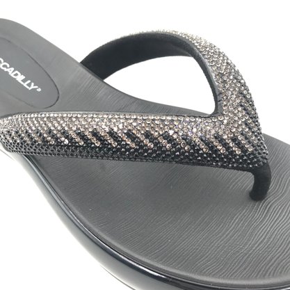 Tamanco Piccadilly Flatform com Strass Preto 459006