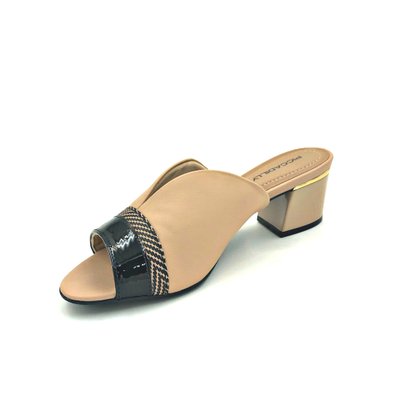 Tamanco Piccadilly Nude Salto Grosso Conforto 542104