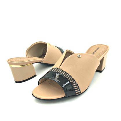 Tamanco Piccadilly Nude Salto Grosso Conforto 542104