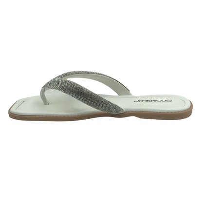 Tamanco Piccadilly Tira Larga Strass Branco 508039