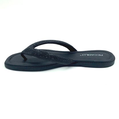 Tamanco Piccadilly Tira Larga Strass Preto 508039
