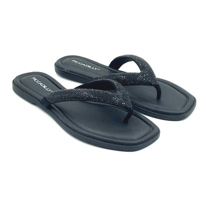Tamanco Piccadilly Tira Larga Strass Preto 508039