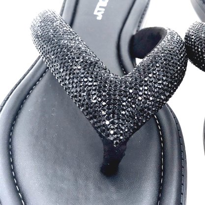 Tamanco Piccadilly Tira Larga Strass Preto 508039