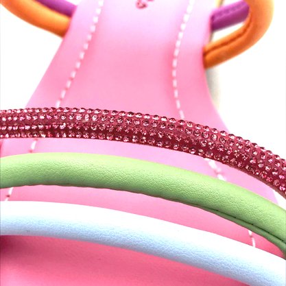 Tamanco Pink Cats Rasteira Multi Color Strass 3711