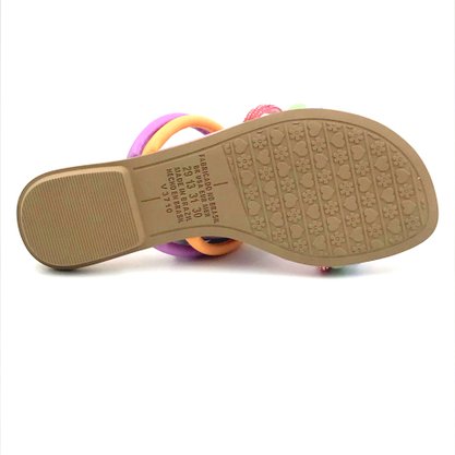 Tamanco Pink Cats Rasteira Multi Color Strass 3711