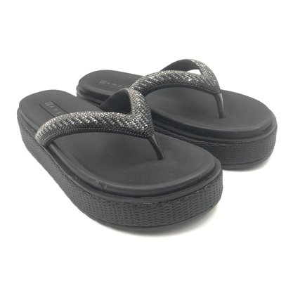 Tamanco Ramarim Flatform com Strass Preto 2443237