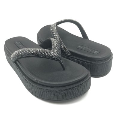 Tamanco Ramarim Flatform com Strass Preto 2443237
