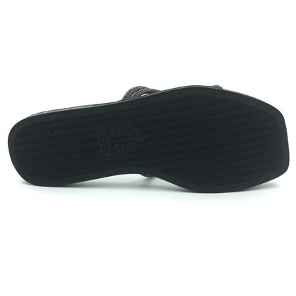 Tamanco Ramarim Flatform com Strass Preto 249202