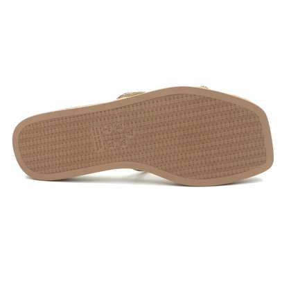 Tamanco Ramarim Rasteira com Strass Bege 249202