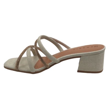 Tamanco Ramarim Salto Baixo Jeans Nude Strass 2330202