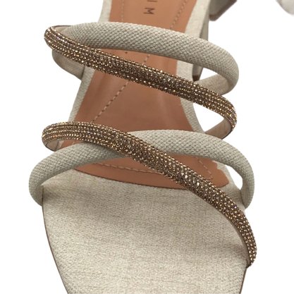 Tamanco Ramarim Salto Baixo Jeans Nude Strass 2330202