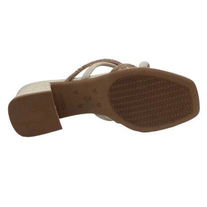 Tamanco Ramarim Salto Baixo Jeans Nude Strass 2330202