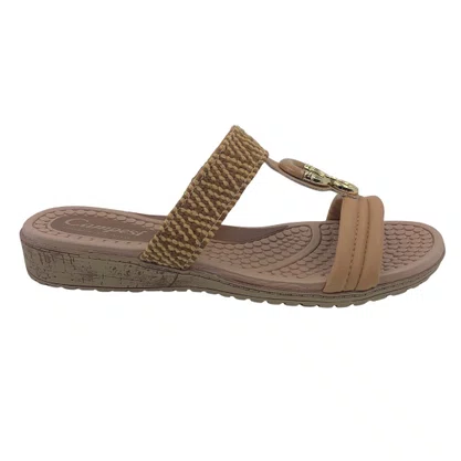 Tamanco Rasteira Campesí com Enfeite Bege 162