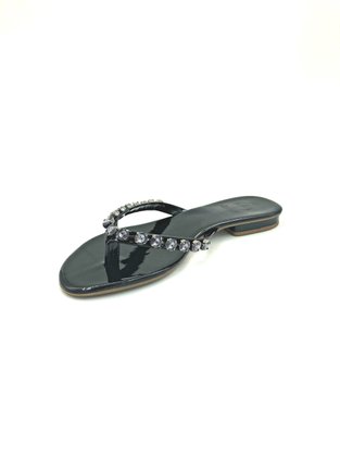 Tamanco Rasteira Jamar Preta Com Pedras 11591