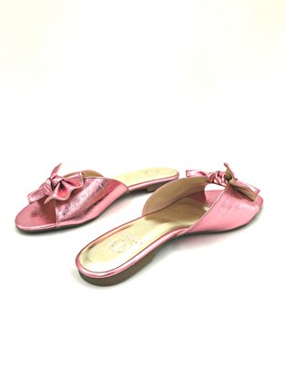 Tamanco Rasteira Jamar Rosa Com Laço 31897