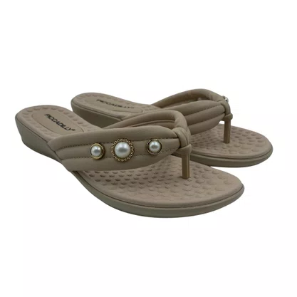 Tamanco Rasteira Piccadilly com Enfeite Bege 500402