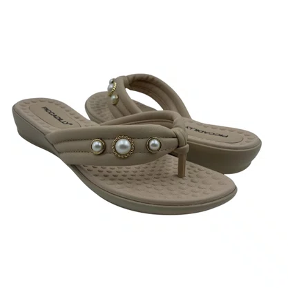 Tamanco Rasteira Piccadilly com Enfeite Bege 500402