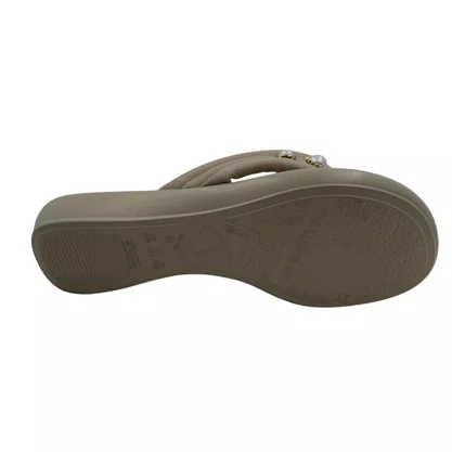 Tamanco Rasteira Piccadilly com Enfeite Bege 500402