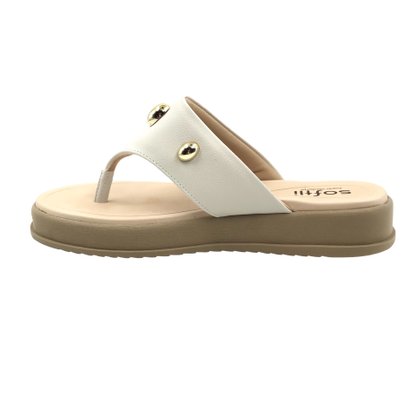 Tamanco Softli Anabela com Enfeite Off White 1002110110