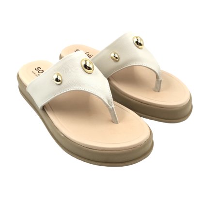 Tamanco Softli Anabela com Enfeite Off White 1002110110