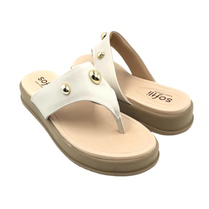 Tamanco Softli Anabela com Enfeite Off White 1002110110