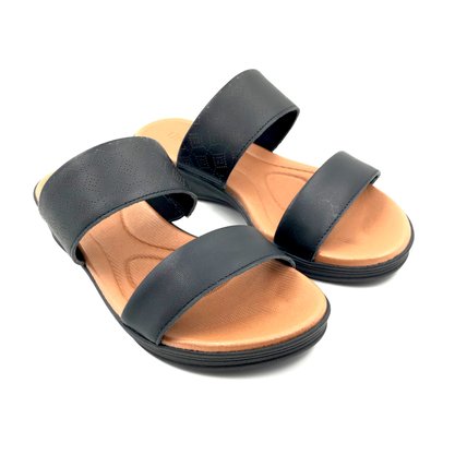 Tamanco Usaflex Anabela Couro Preto 0201