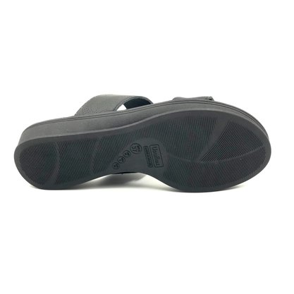 Tamanco Usaflex Anabela Couro Preto 0201