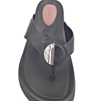 Tamanco Usaflex Couro Preto Com Amortecedor 2402