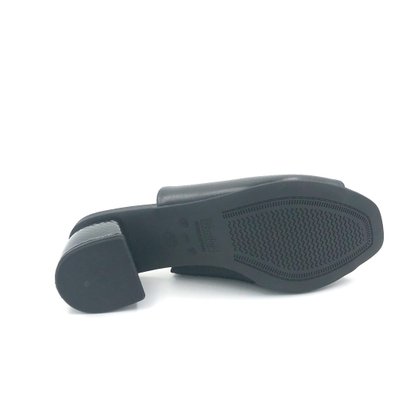 Tamanco Usaflex Couro Preto Salto Grosso 6507