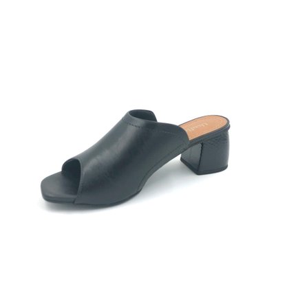 Tamanco Usaflex Couro Preto Salto Grosso 6507